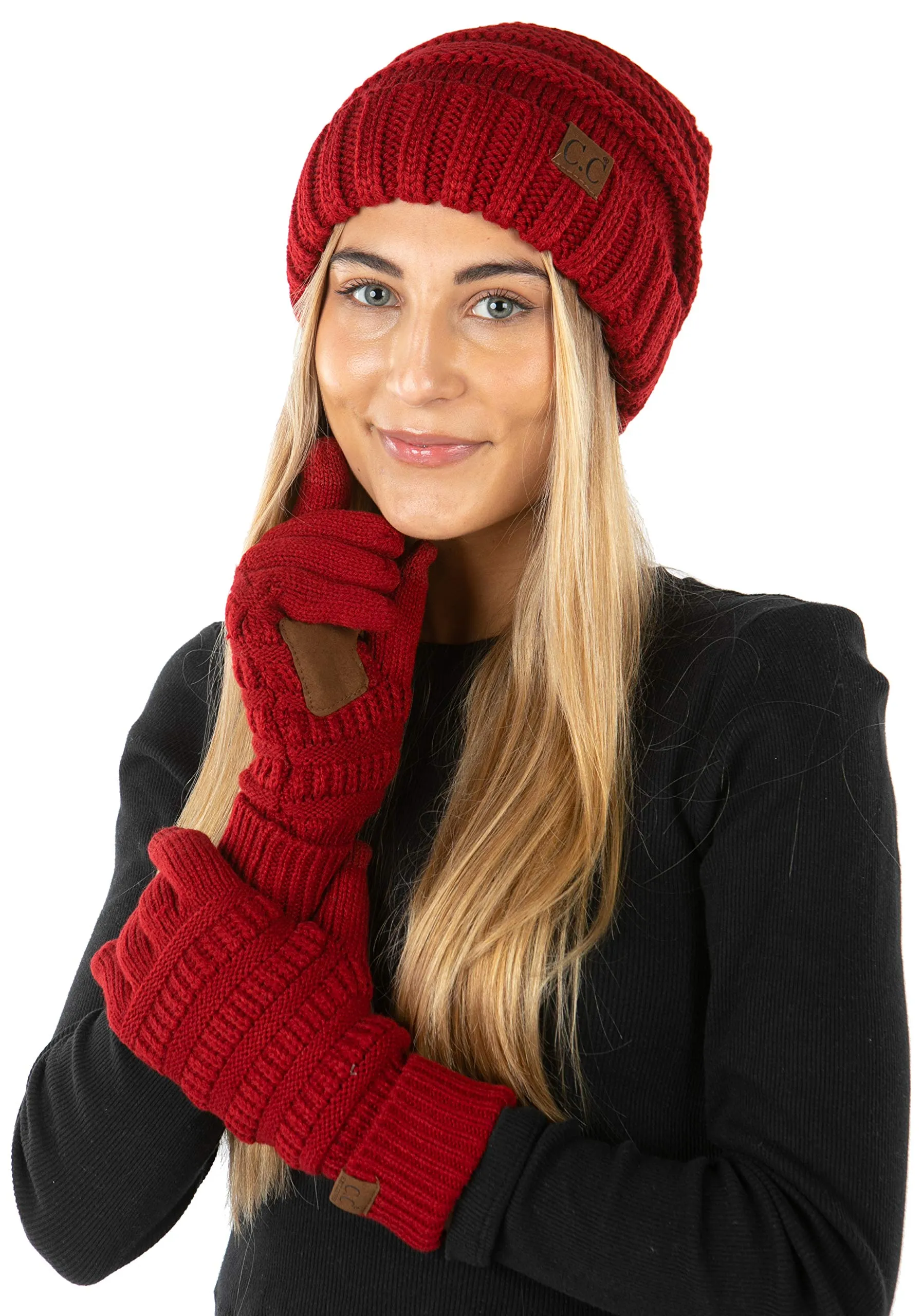Oversized Beanie & Gloves Matching Set