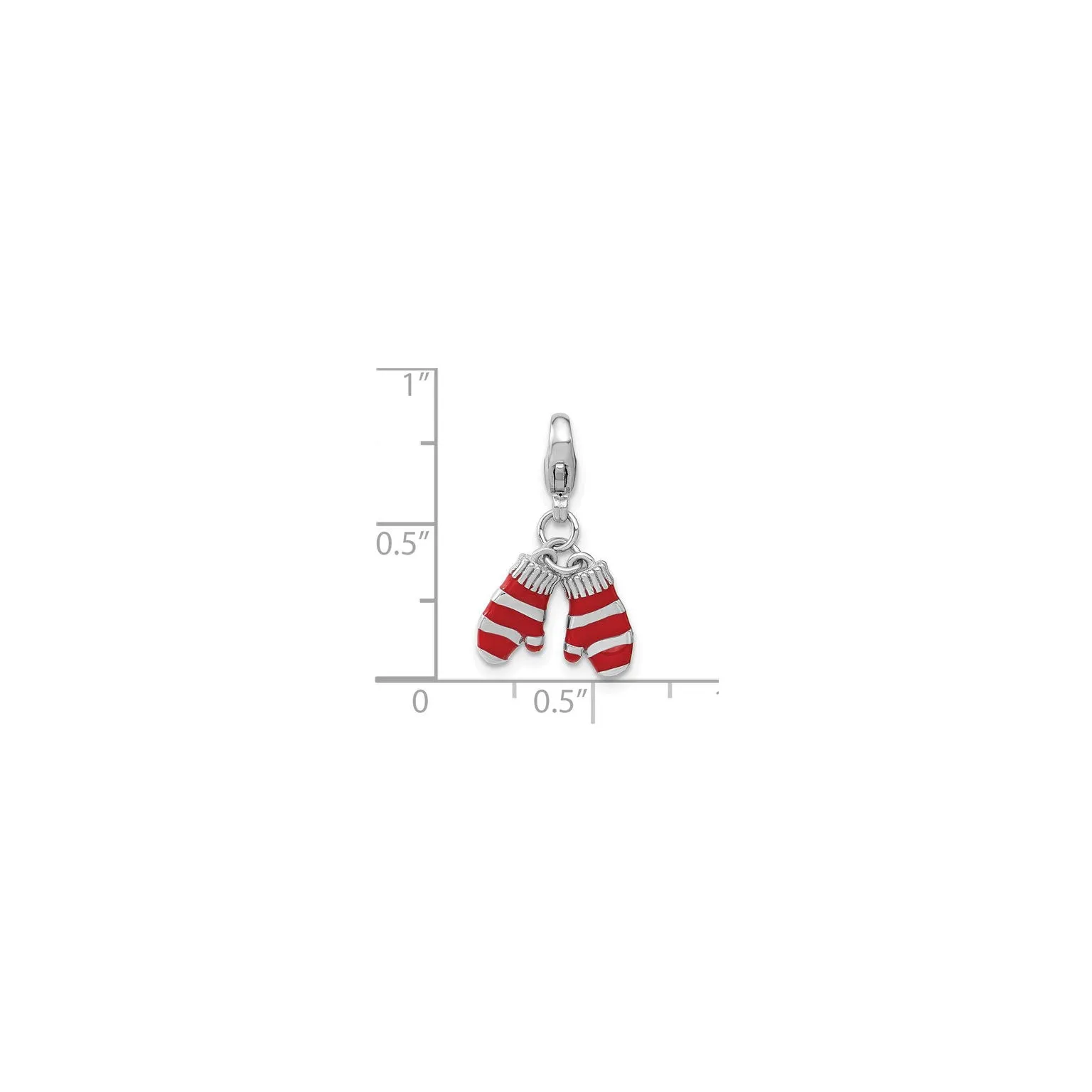 Red Winter Mittens Charm (Silver)