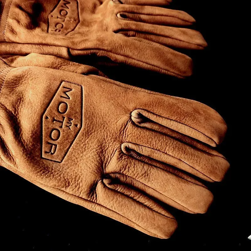 Retro motorcycle gloves, frosted top layer cowhide, men's
