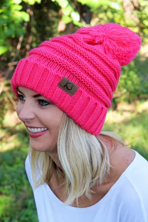 Snowball Fight Pom Pom Beanie, Pink