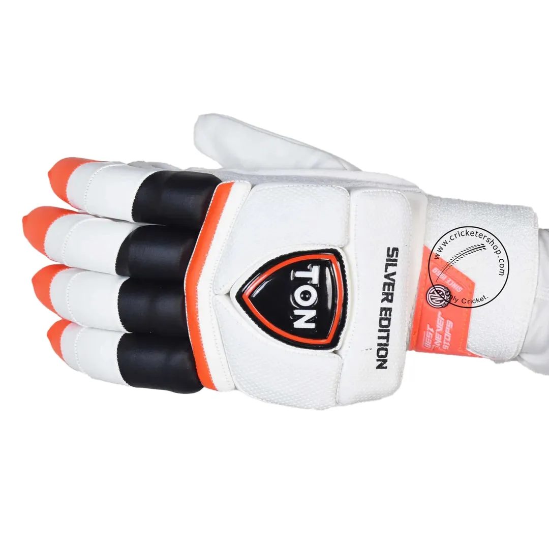 SS Ton Silver Cricket Batting Gloves Men Size