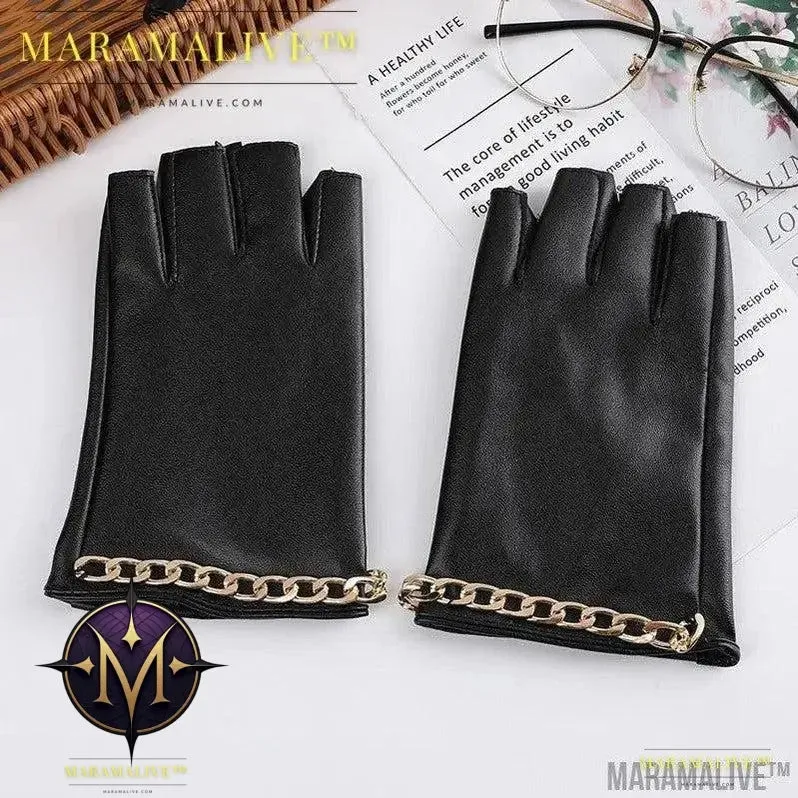 Steampunk Half Finger Gloves - Fashion Statement in PU Leather