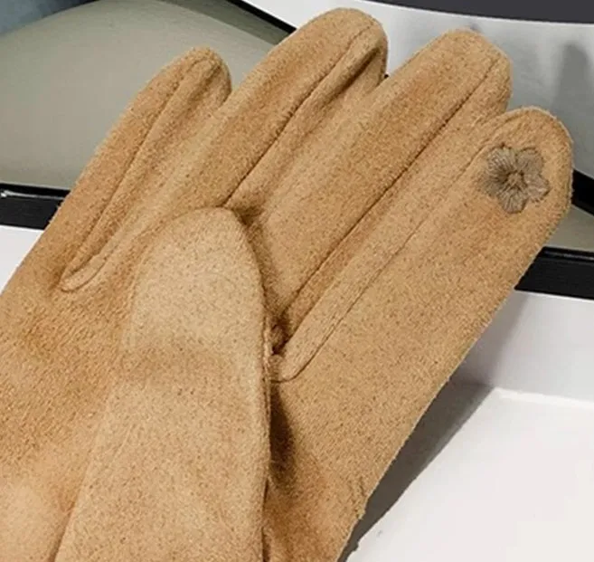 Suede gloves. Winter fleece-lined and thickened warm touchscreen gloves. Outdoor cold-proof gloves.C-240919-2