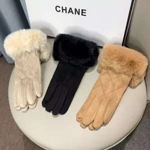 Suede gloves. Winter fleece-lined and thickened warm touchscreen gloves. Outdoor cold-proof gloves.C-240919-2