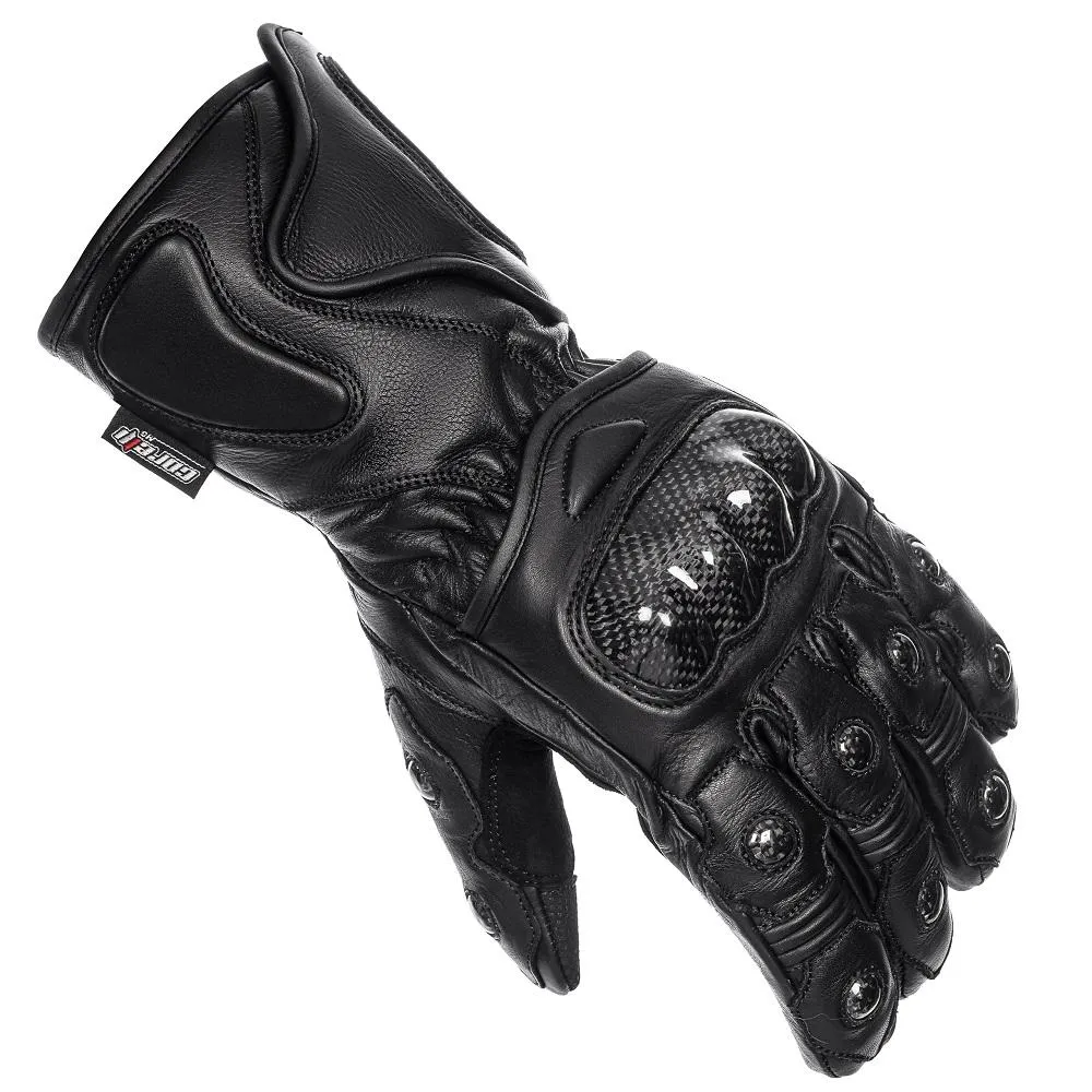 Taurus Long Black Motorcycle Winter Leather Gloves