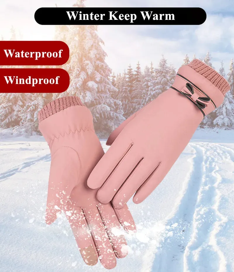 Thermal Winter Women Gloves Men Cycling Bike Gloves Hand Warmer Fleece Lined Guantes Full Finger Mittens Touchscreen Waterproof