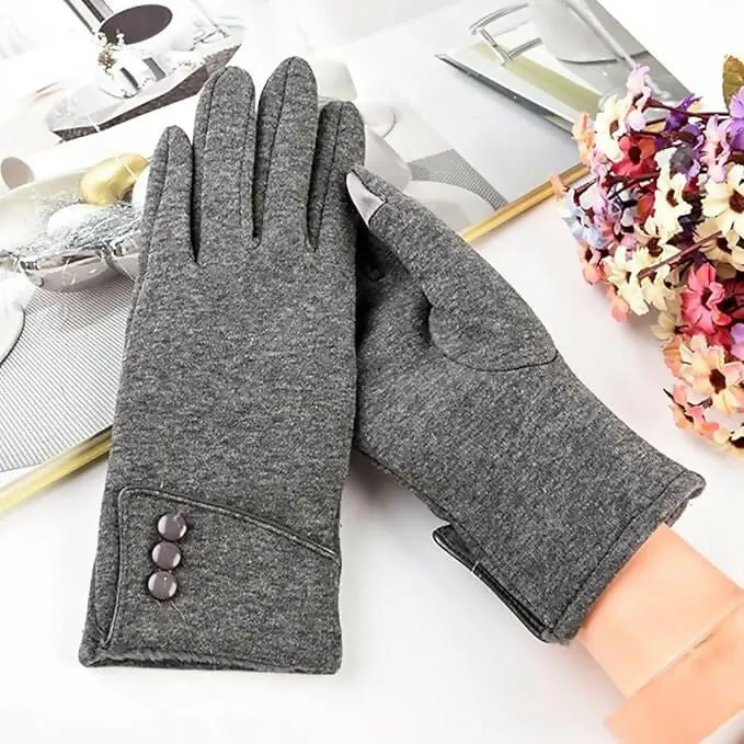 Tomorrow Women Plush Fur Cuff Winter Gloves Touchscreen, Windproof & Warm (MultiColours)