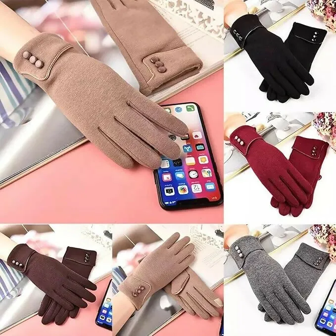 Tomorrow Women Plush Fur Cuff Winter Gloves Touchscreen, Windproof & Warm (MultiColours)