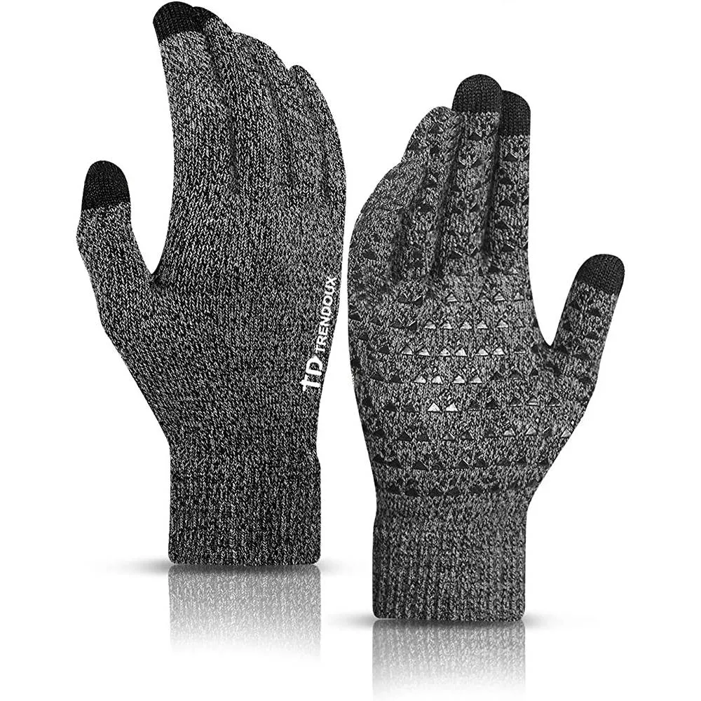 TRENDOUX Winter Gloves for Men Women - Upgraded Touch Screen Anti-Slip Silicone Gel - Elastic Cuff - Thermal Soft Knit Lining | Multiple Colors