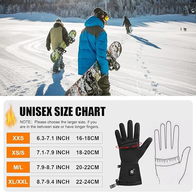Upgraded Heated Glove Liners for Men Women, Rechargeable Electric Battery Heated Gloves Windproof Winter Glove Liners Thin Gloves Hand Warmer for Ski Snowboarding Hunting