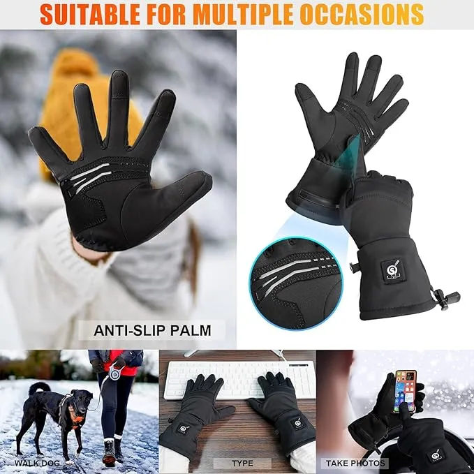 Upgraded Heated Glove Liners for Men Women, Rechargeable Electric Battery Heated Gloves Windproof Winter Glove Liners Thin Gloves Hand Warmer for Ski Snowboarding Hunting