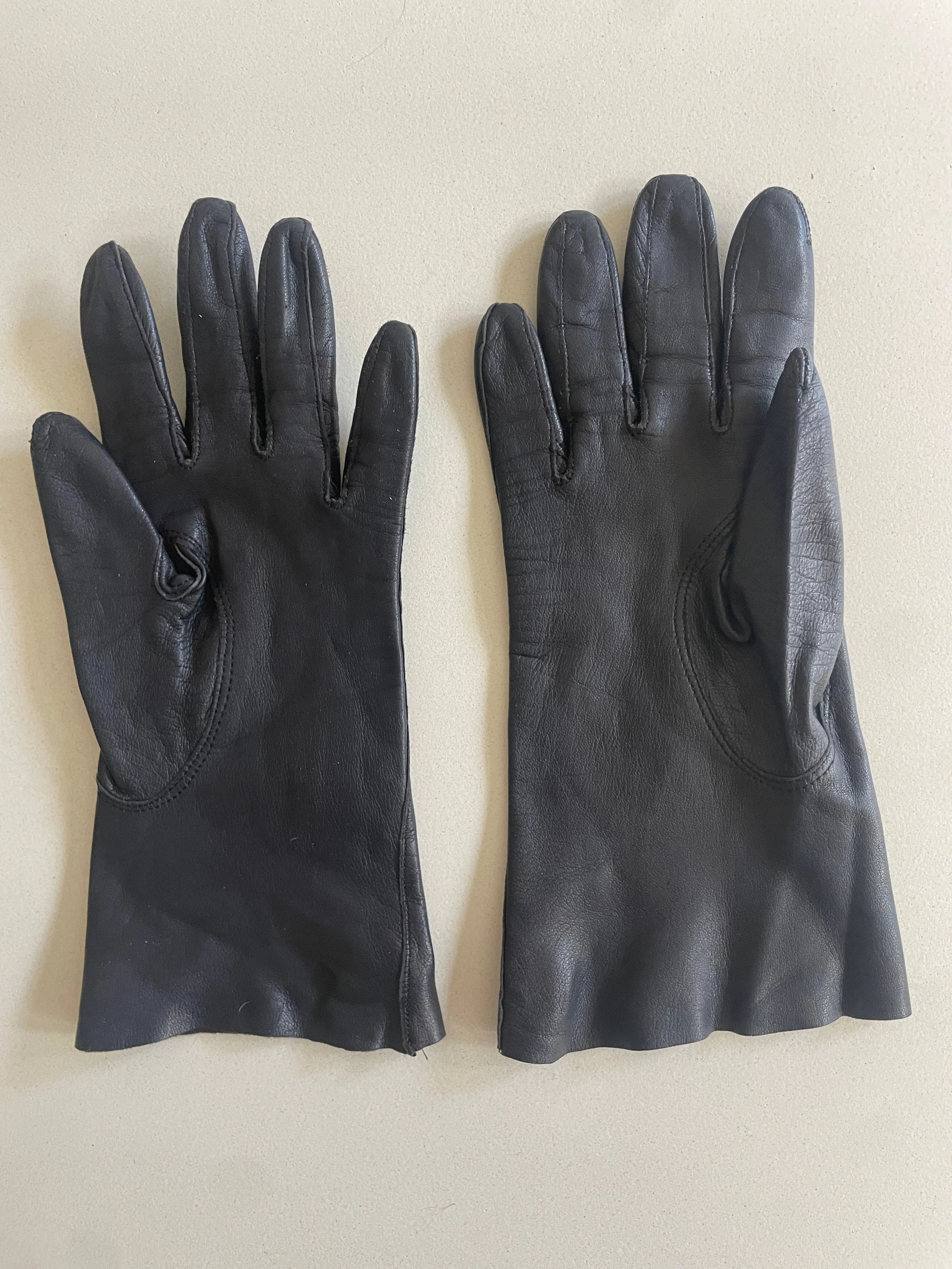 Vintage Black Kid Leather Gloves