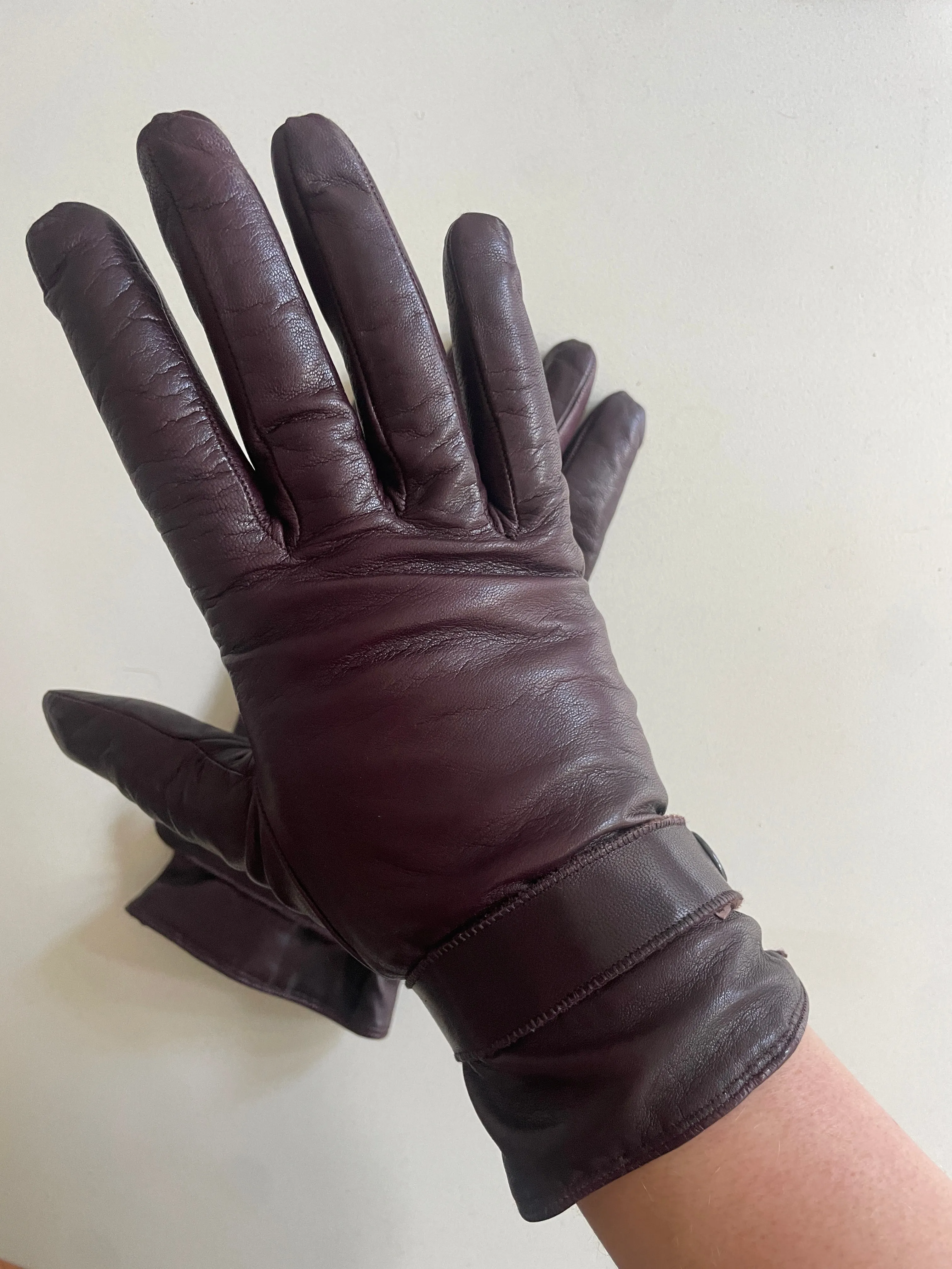 Vintage Dark Brown Kid Leather Gloves