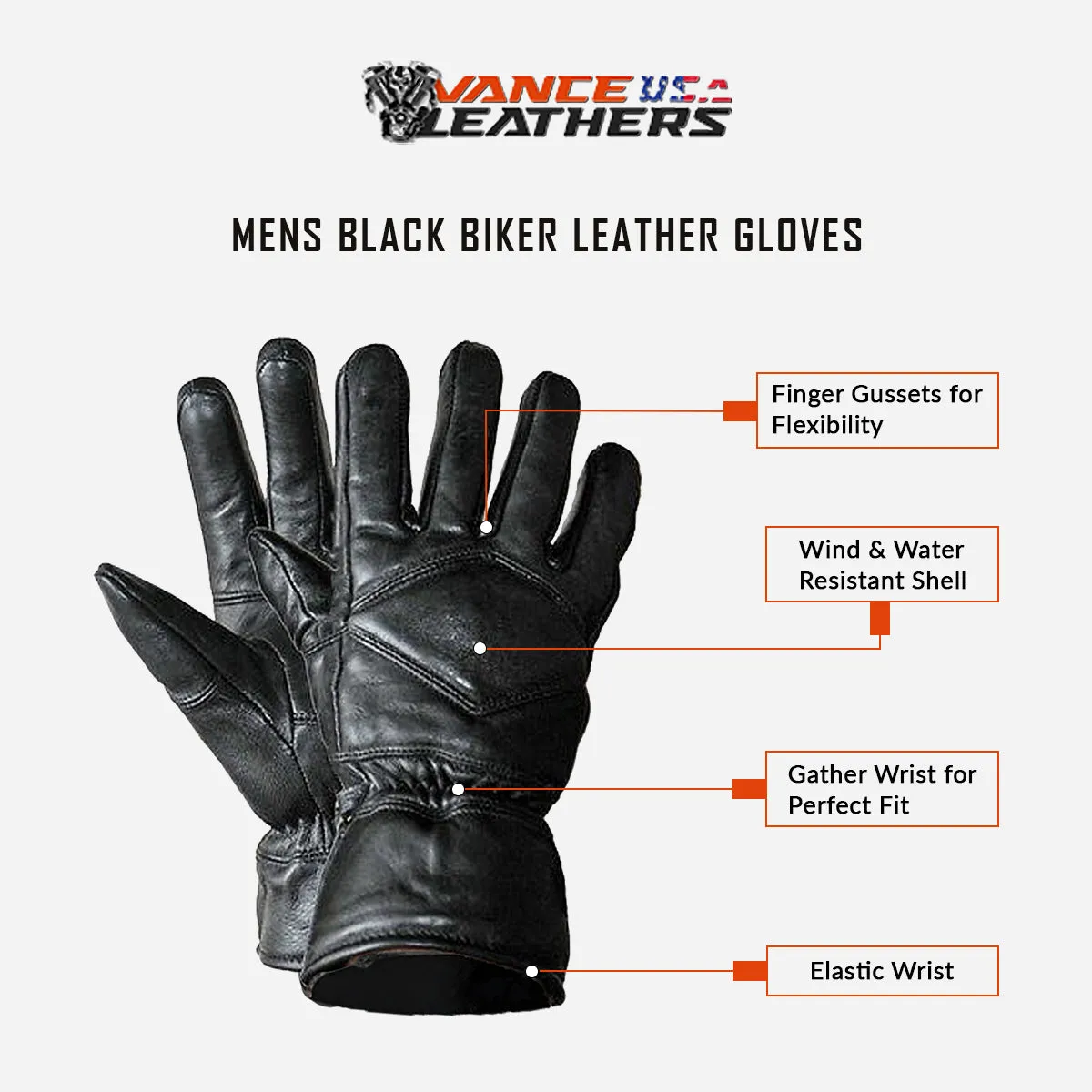 VL431 Vance Leather Lined Lamb Skin Mid-Length Gauntlet Gloves