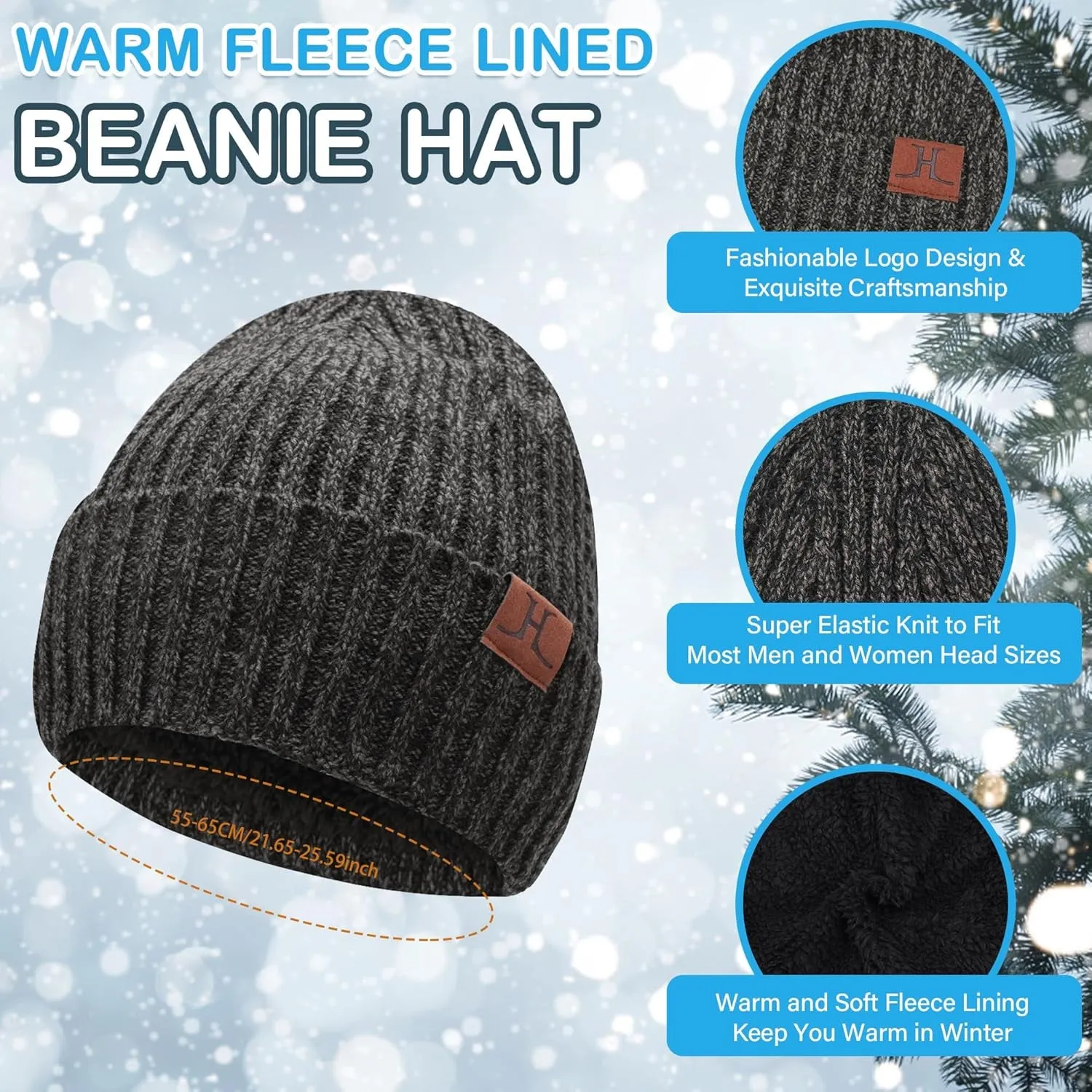 Warm & Stylish Winter Knit Set – Beanie, Long Scarf, and Touchscreen Gloves with Fleece Lining