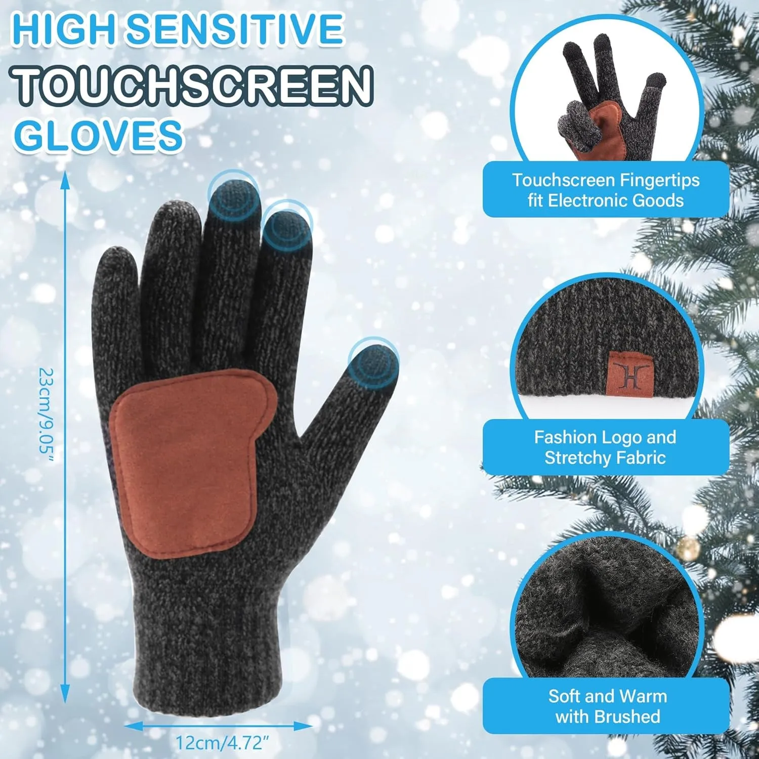 Warm & Stylish Winter Knit Set – Beanie, Long Scarf, and Touchscreen Gloves with Fleece Lining