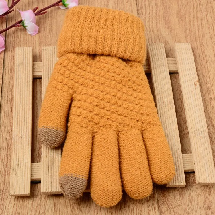 Warm Winter Touch Screen Gloves Stretch Knit  Wool Full Finger Crochet Gloves