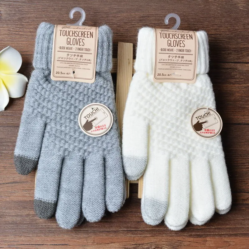 Warm Winter Touch Screen Gloves Stretch Knit  Wool Full Finger Crochet Gloves