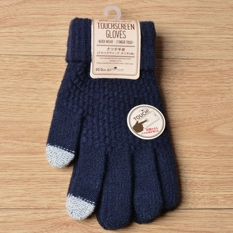 Warm Winter Touch Screen Gloves Stretch Knit  Wool Full Finger Crochet Gloves