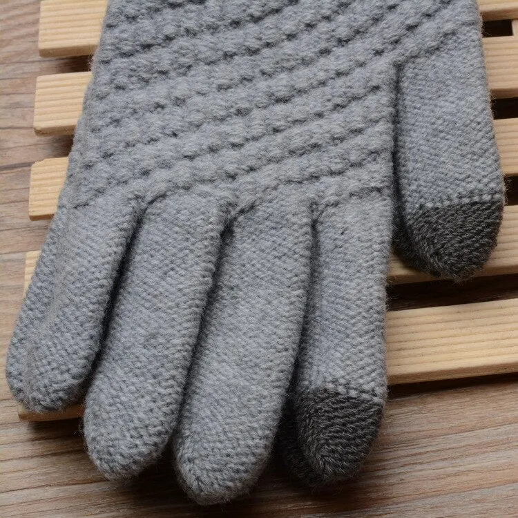 Warm Winter Touch Screen Gloves Stretch Knit  Wool Full Finger Crochet Gloves