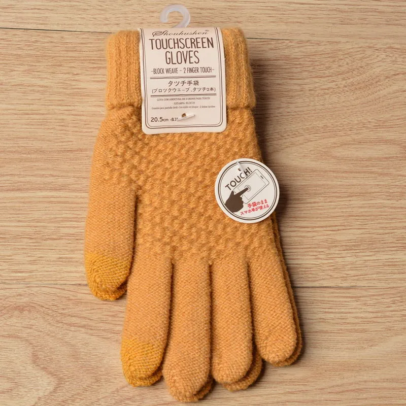 Warm Winter Touch Screen Gloves Stretch Knit  Wool Full Finger Crochet Gloves
