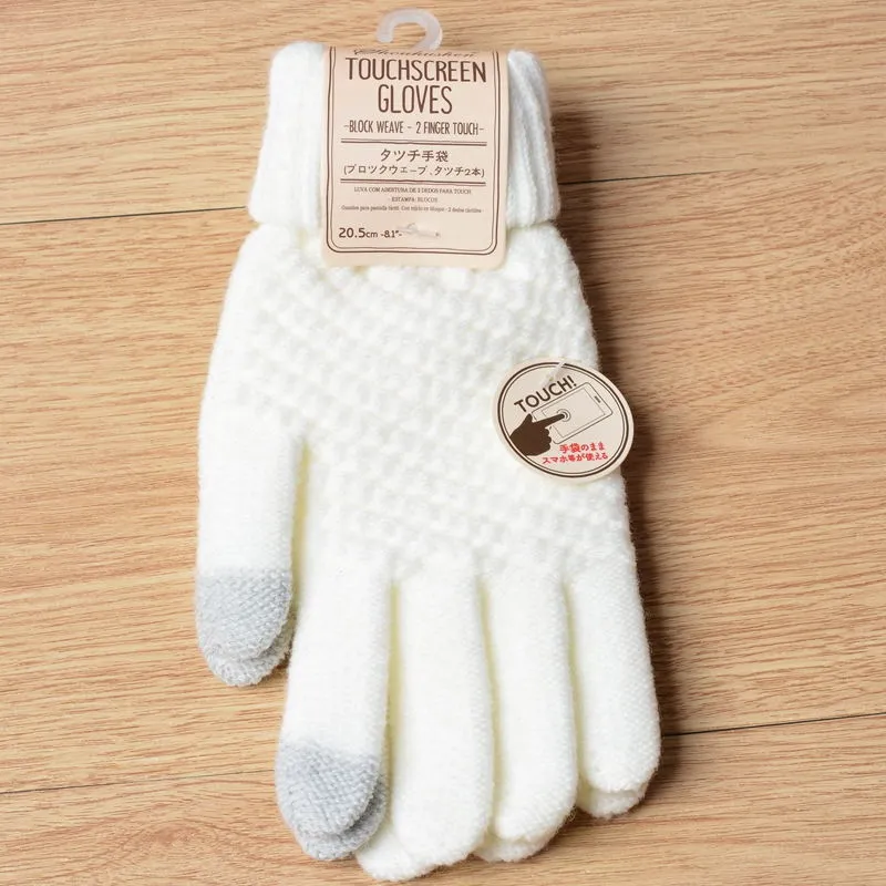 Warm Winter Touch Screen Gloves Stretch Knit  Wool Full Finger Crochet Gloves