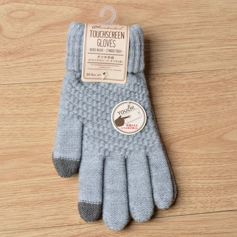 Warm Winter Touch Screen Gloves Stretch Knit  Wool Full Finger Crochet Gloves