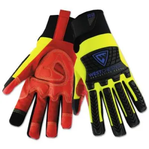 WEST CHESTER Extreme Work LocX-On Grip Gloves, Synthetic Leather, Large, Black/Gray, 89302GY/L