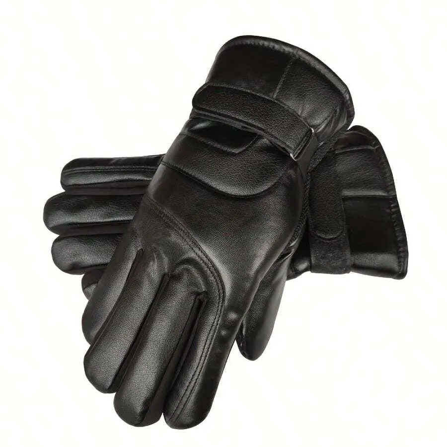 Windproof PU Leather Winter Gloves