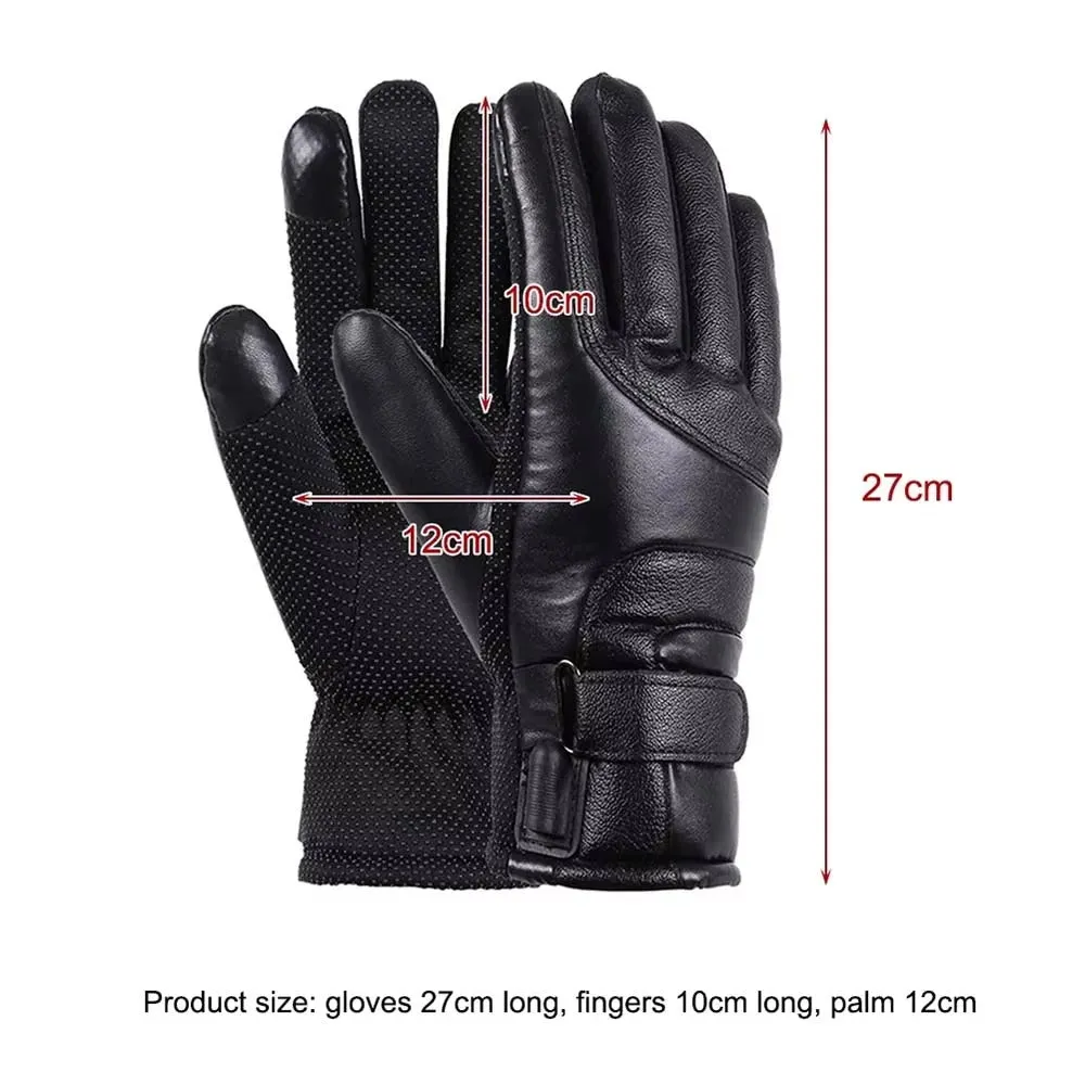 Windproof PU Leather Winter Gloves
