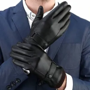 Windproof PU Leather Winter Gloves