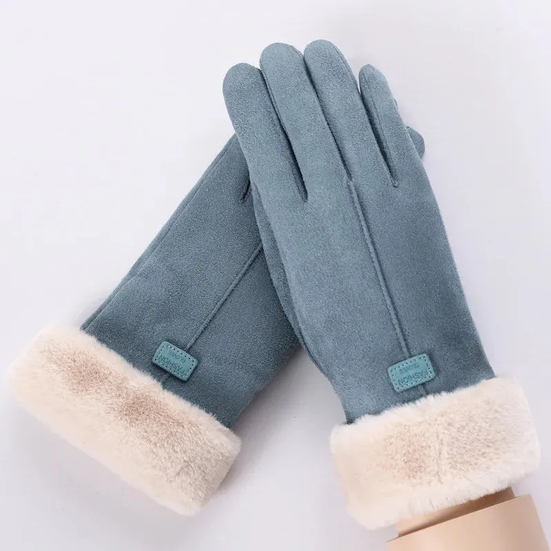 Women's Winter Touchscreen Gloves with Faux Fur Lining