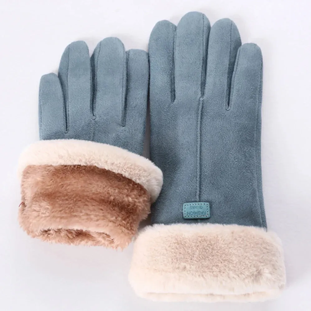 Women's Winter Touchscreen Gloves with Faux Fur Lining