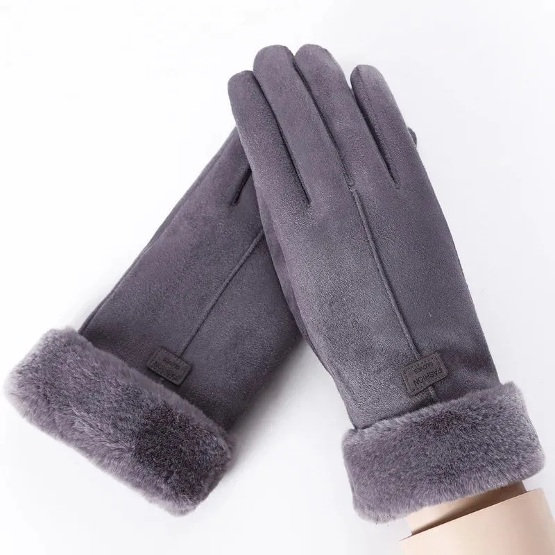 Women's Winter Touchscreen Gloves with Faux Fur Lining