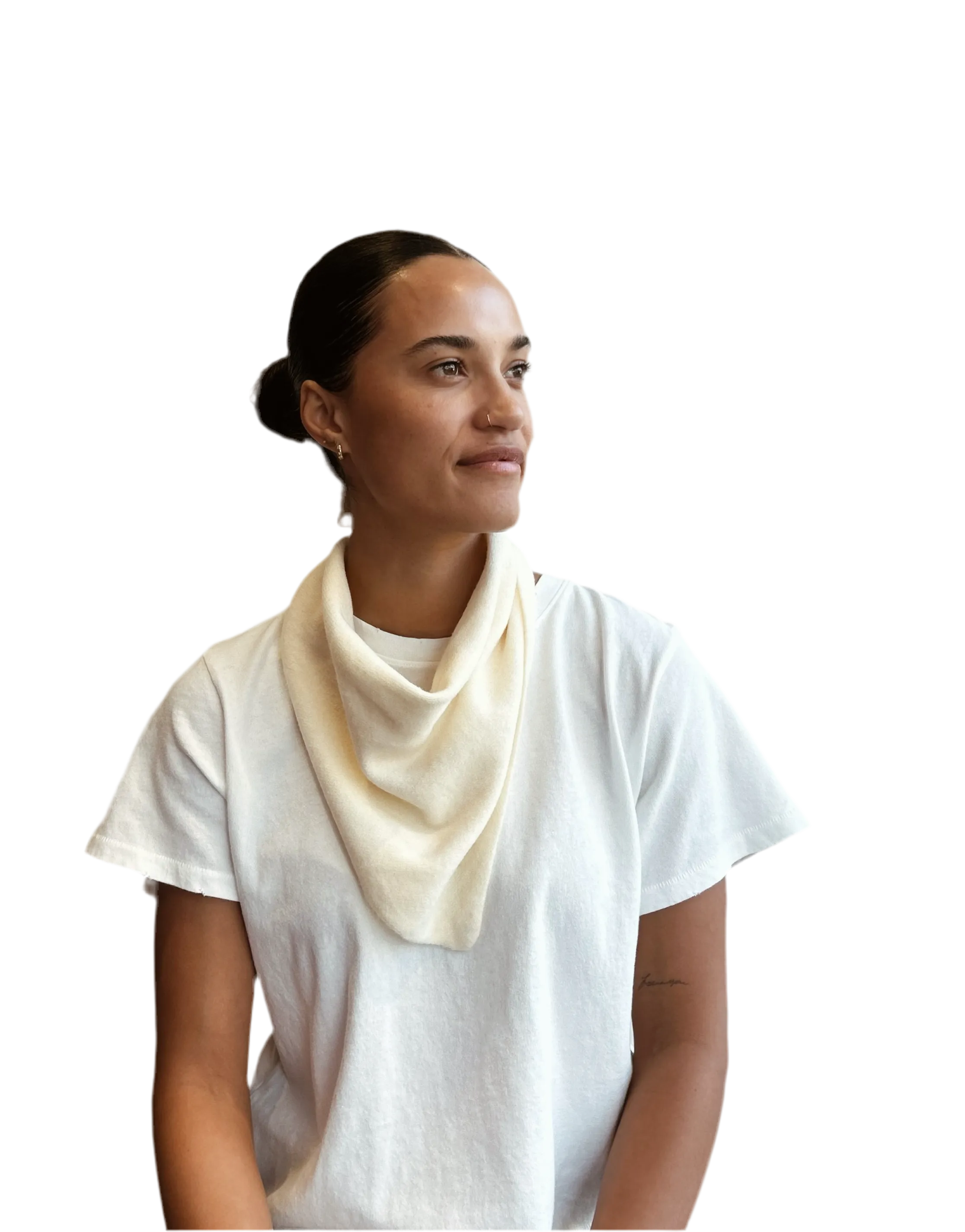 Wool blend neckerchief in cream