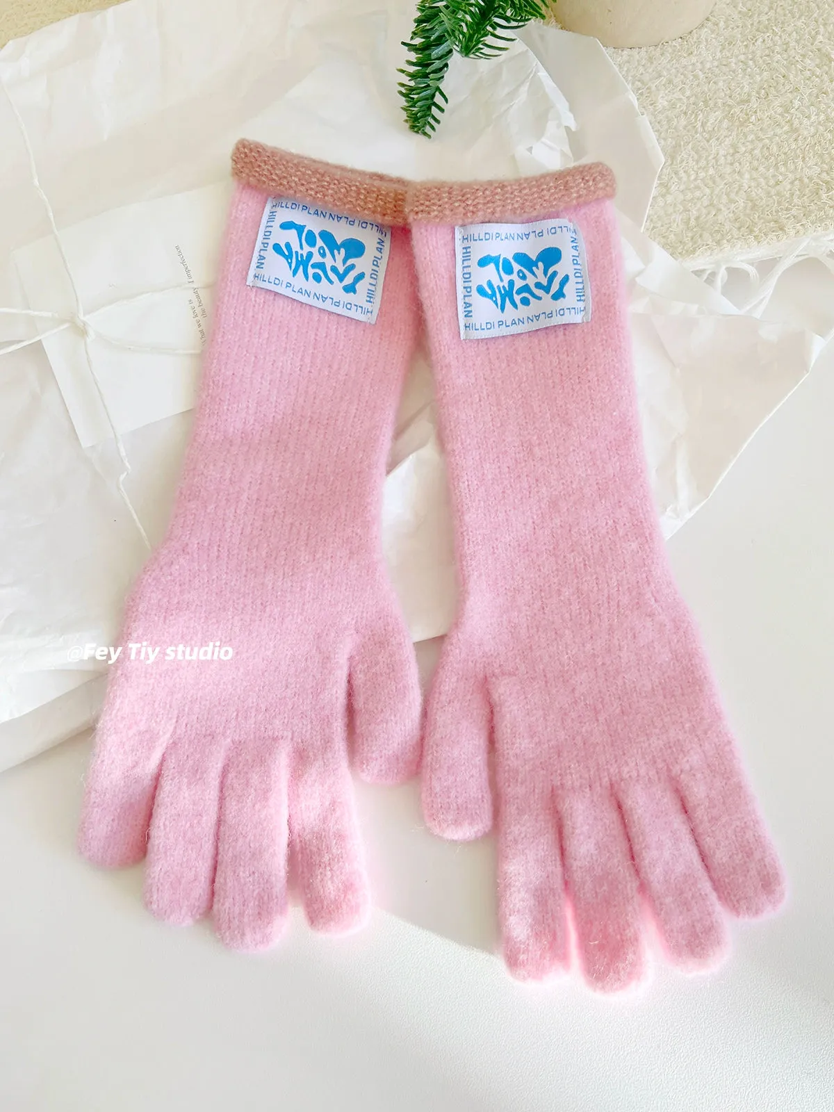 Wool Contrast Extended Touchscreen Gloves
