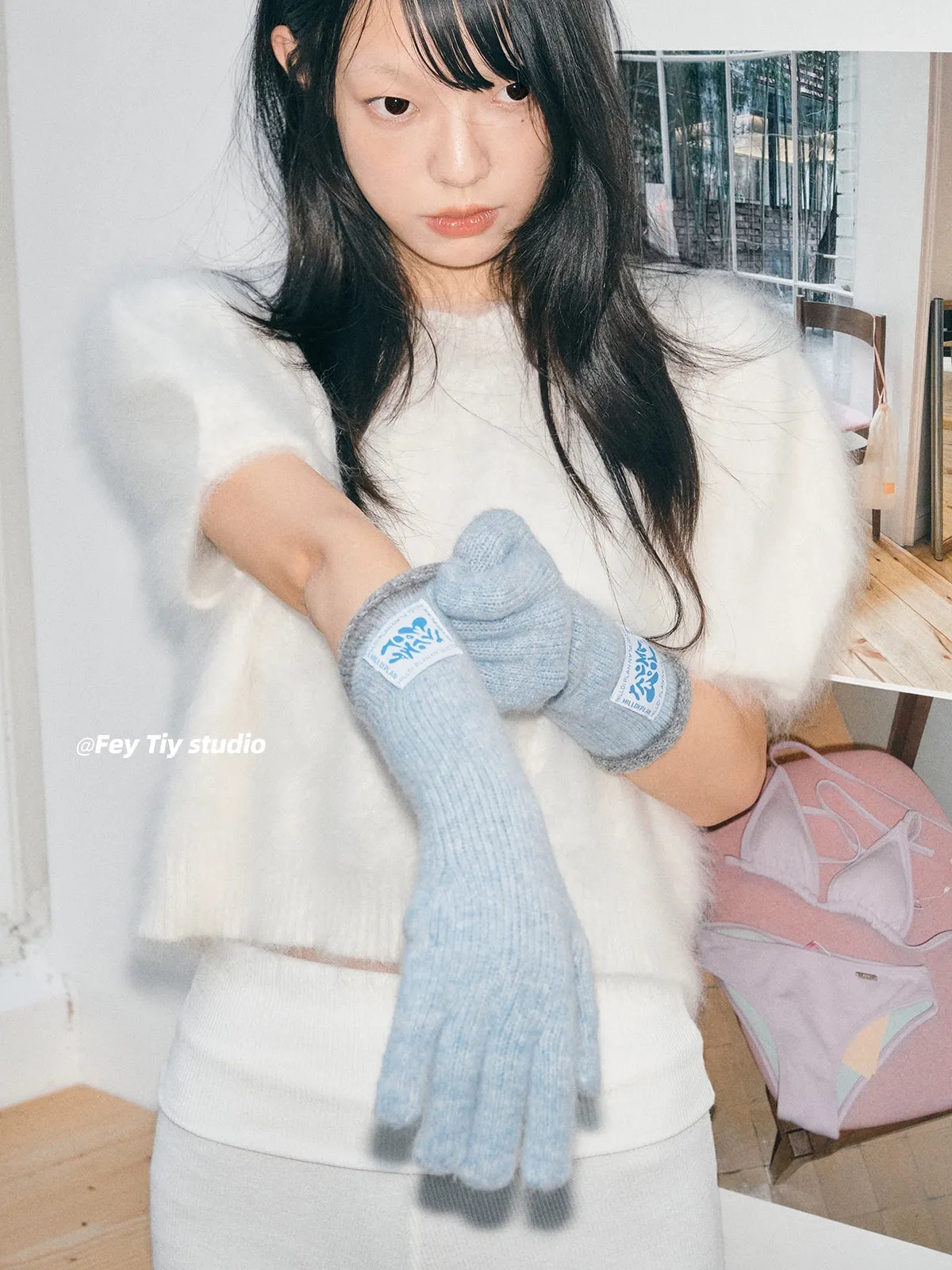 Wool Contrast Extended Touchscreen Gloves