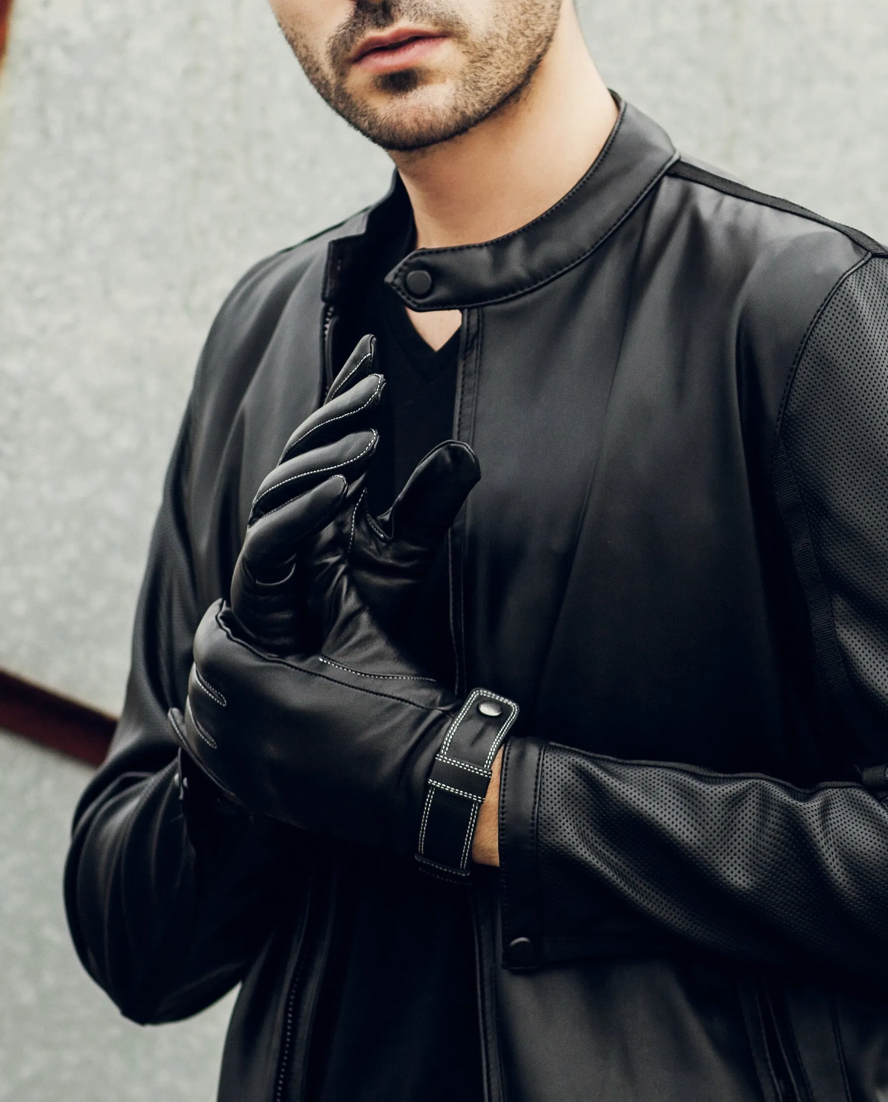 YISEVEN Men's Touchscreen Sheepskin Leather Gloves