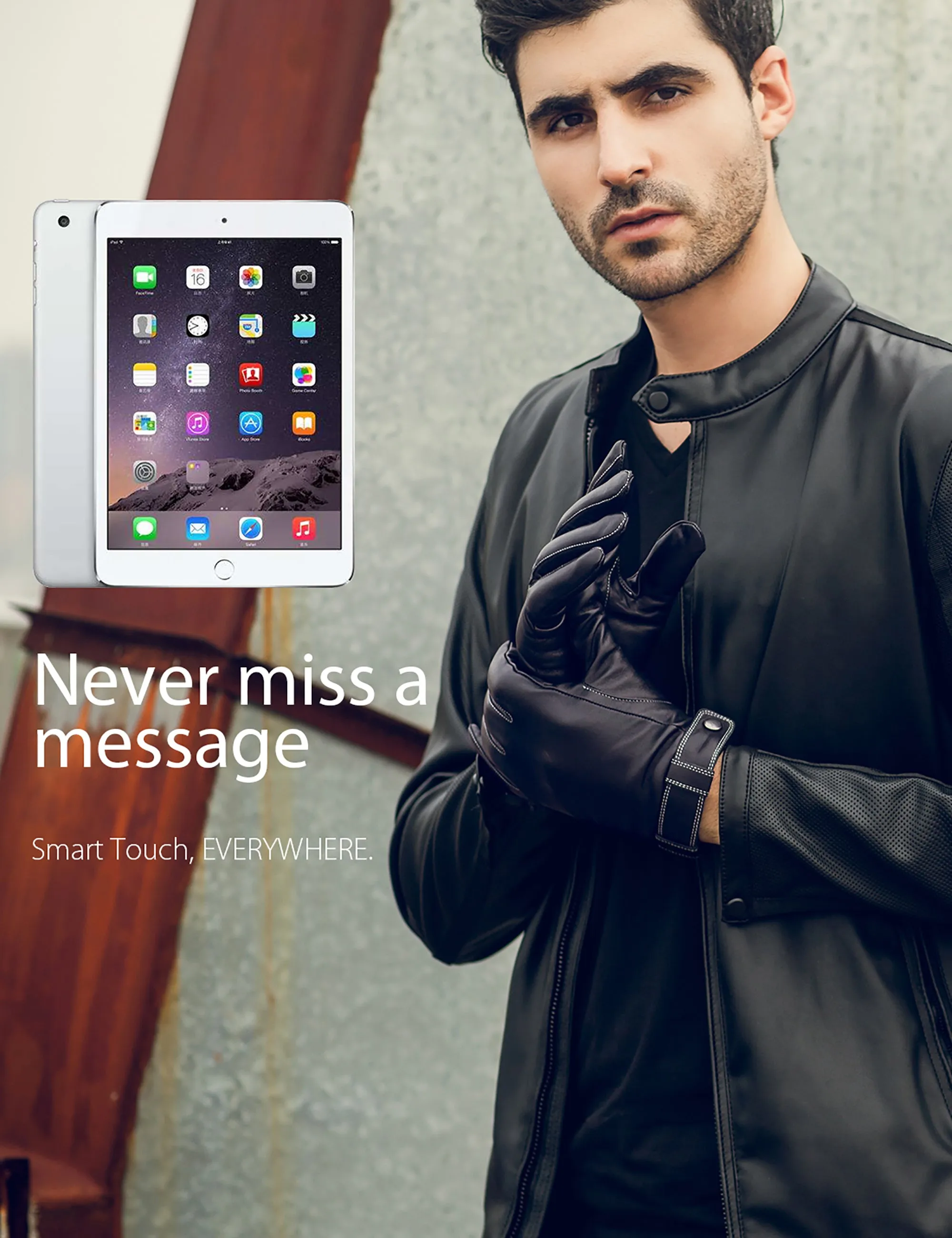 YISEVEN Men's Touchscreen Sheepskin Leather Gloves