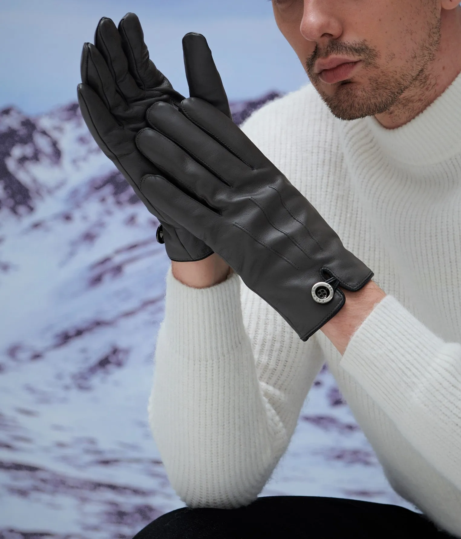 YISEVEN Winter Men’s Lambskin Leather Gloves