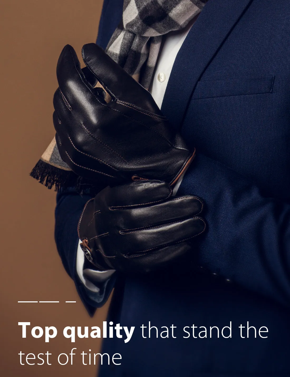 YISEVEN Winter Men’s Lambskin Leather Gloves