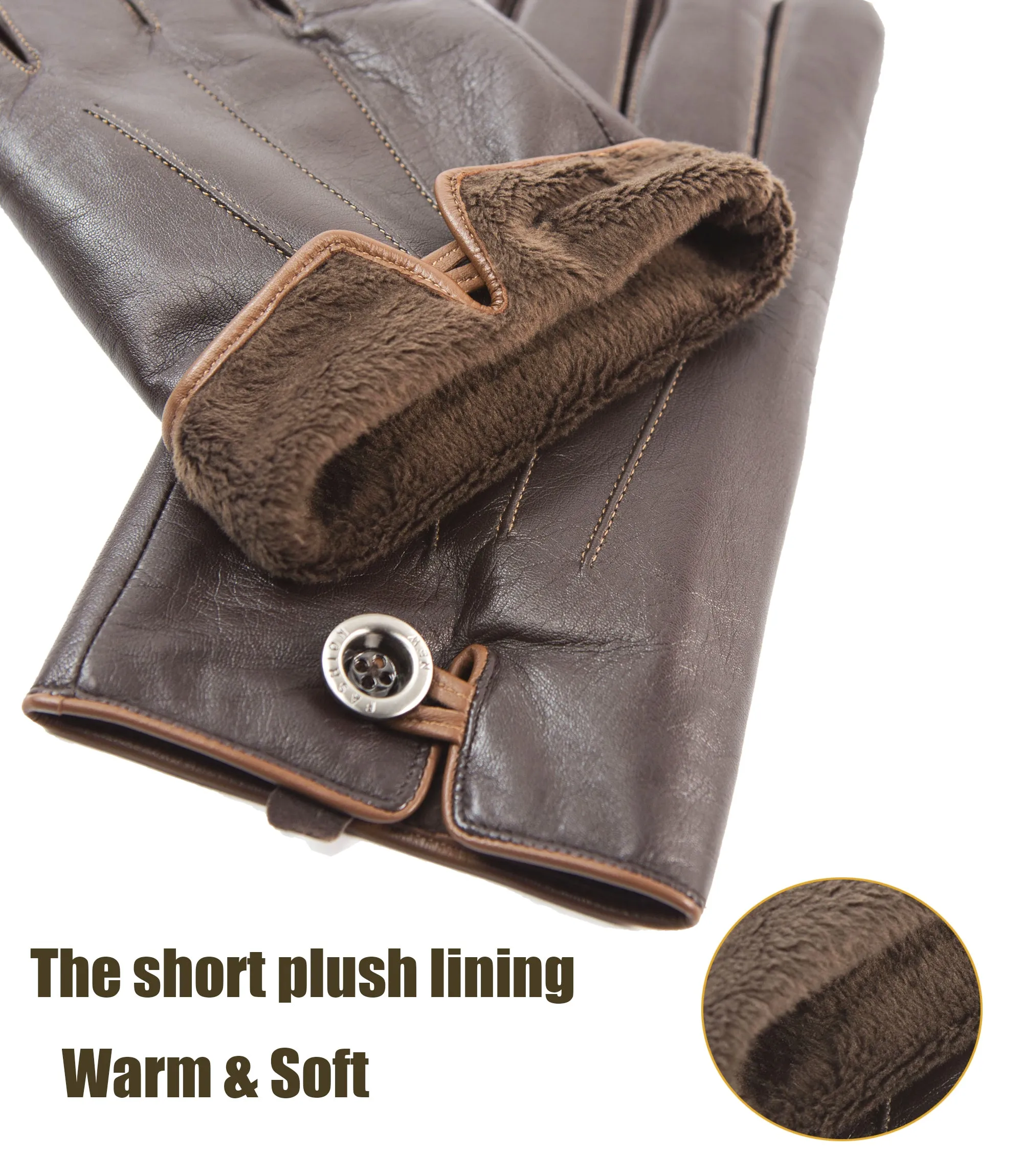 YISEVEN Winter Men’s Lambskin Leather Gloves