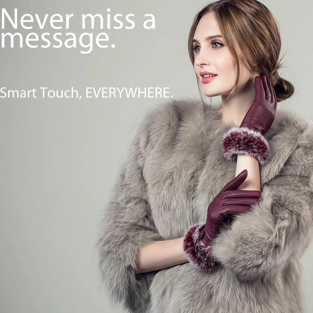 YISEVEN Women's Touchscreen Sheepskin Leather Gloves