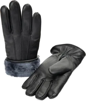 Zessano Black Leather Winter Gloves - Luxe Shearling Lining